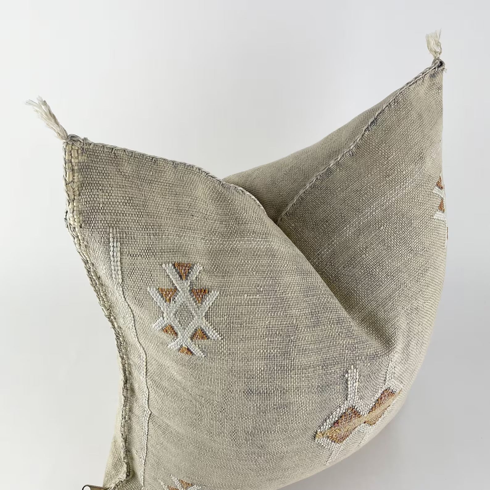 Beige Moroccan cactus silk pillow