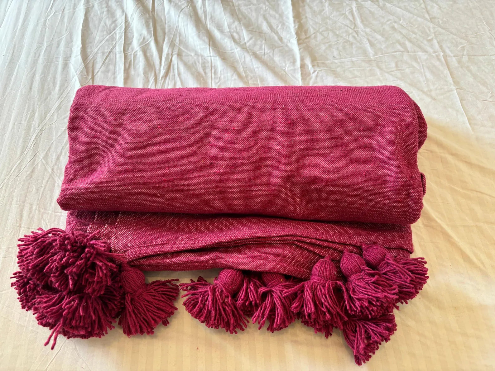 Moroccan Pompom throw blanket for sofa