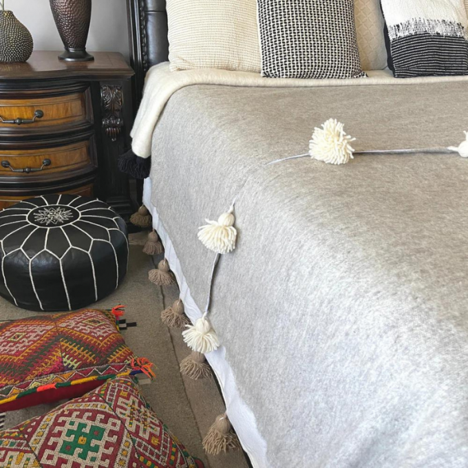 Moroccan PomPom Woven Blankets