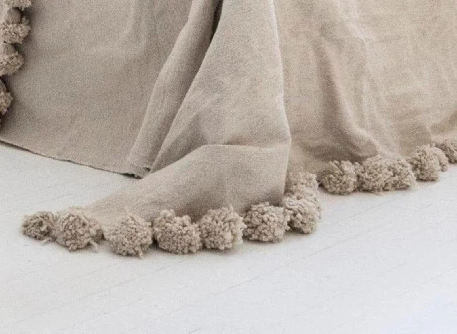 Moroccan Pompom throw blanket for sofa