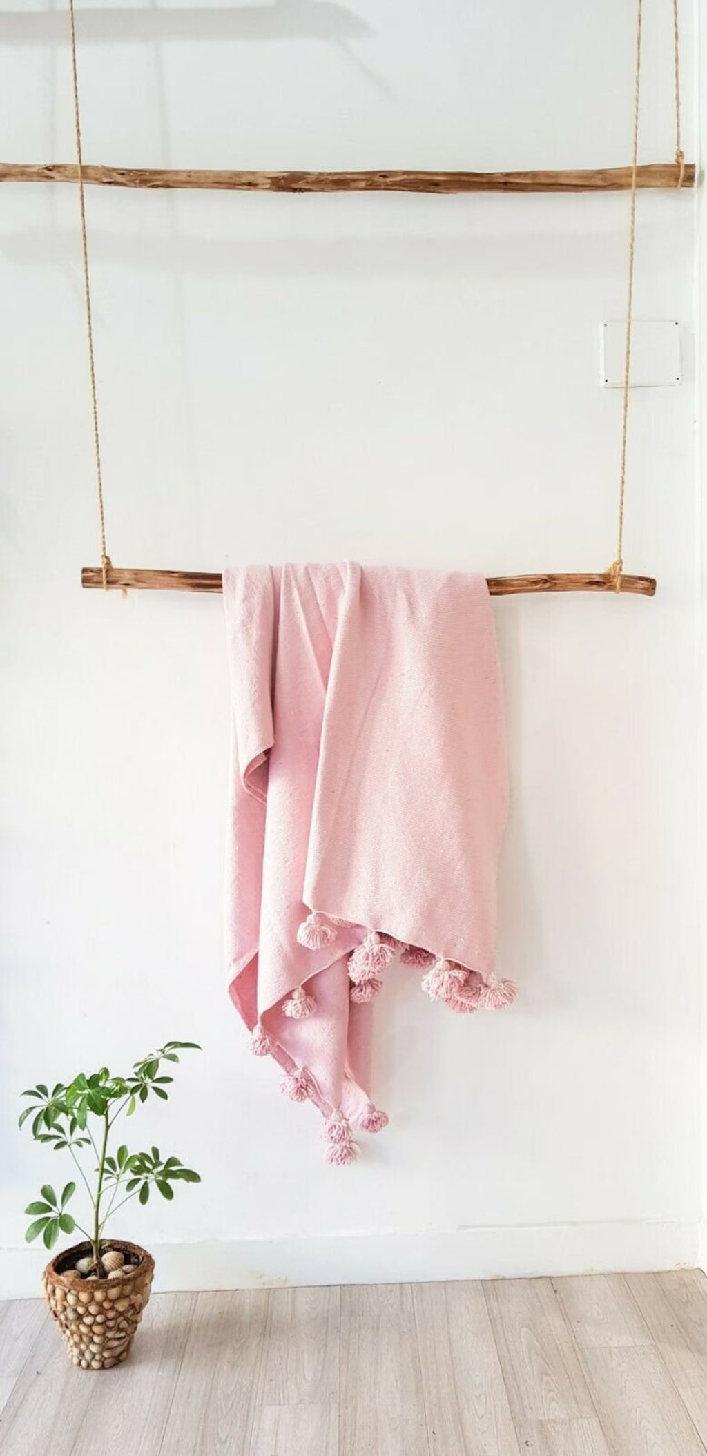 Moroccan Pompom throw blanket for sofa