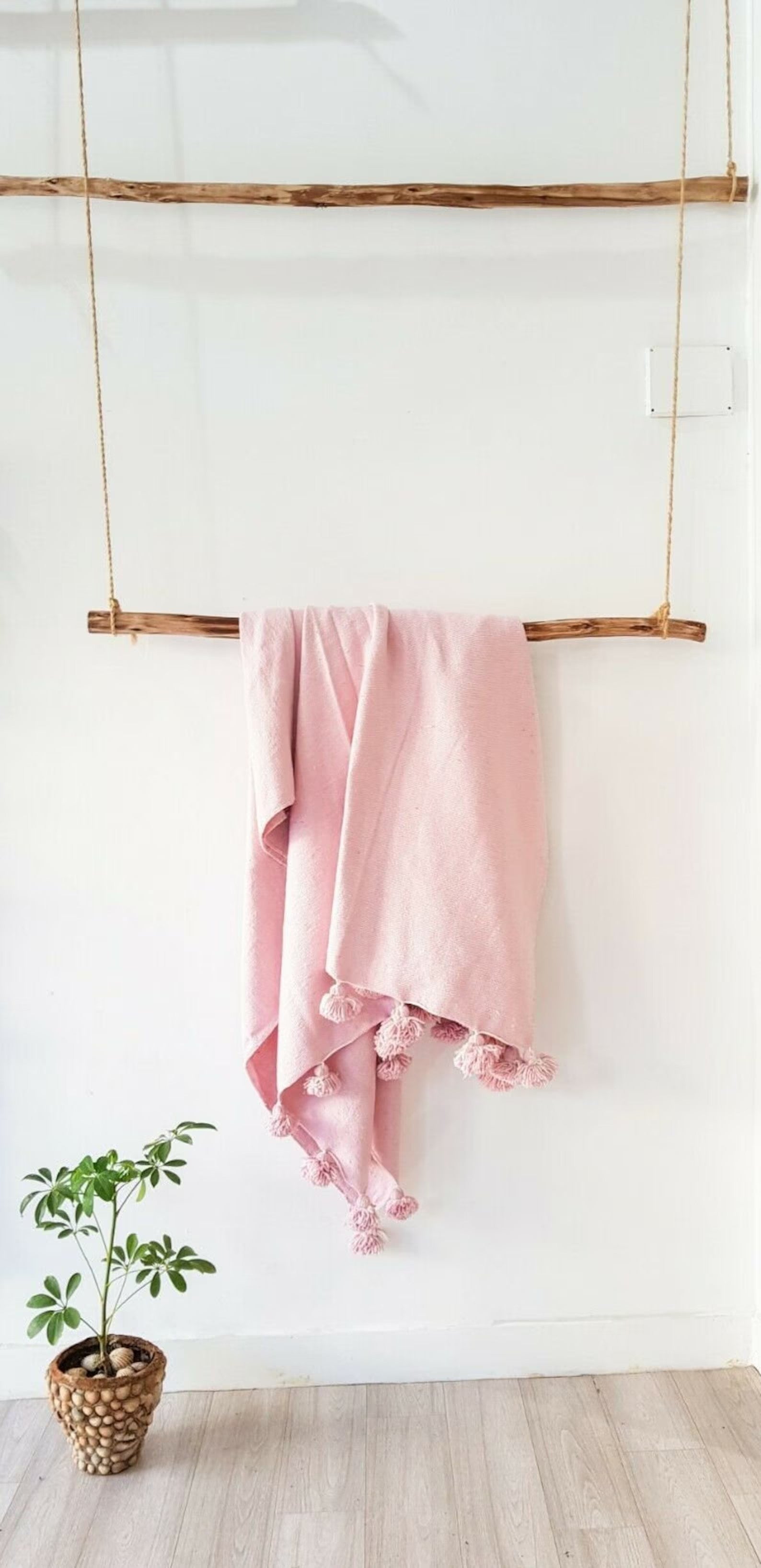 Moroccan Pompom throw blanket for sofa