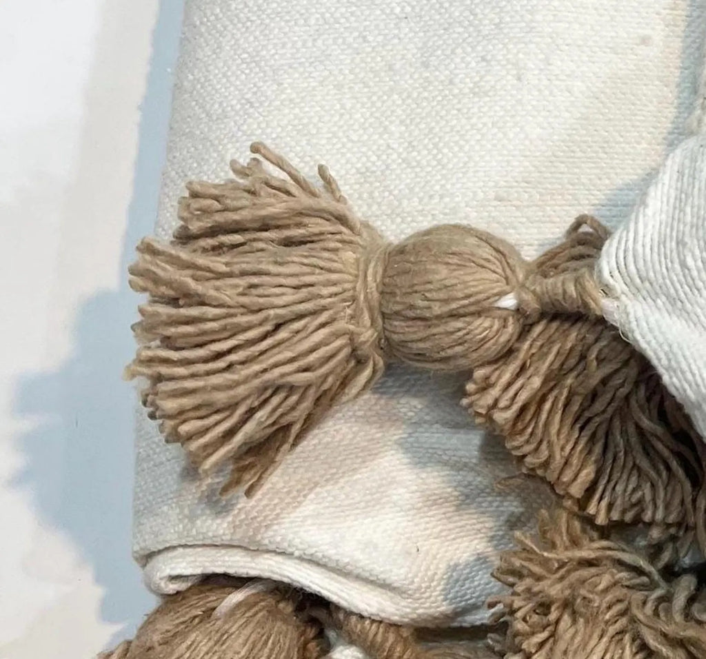 Moroccan Pompom throw blanket for sofa
