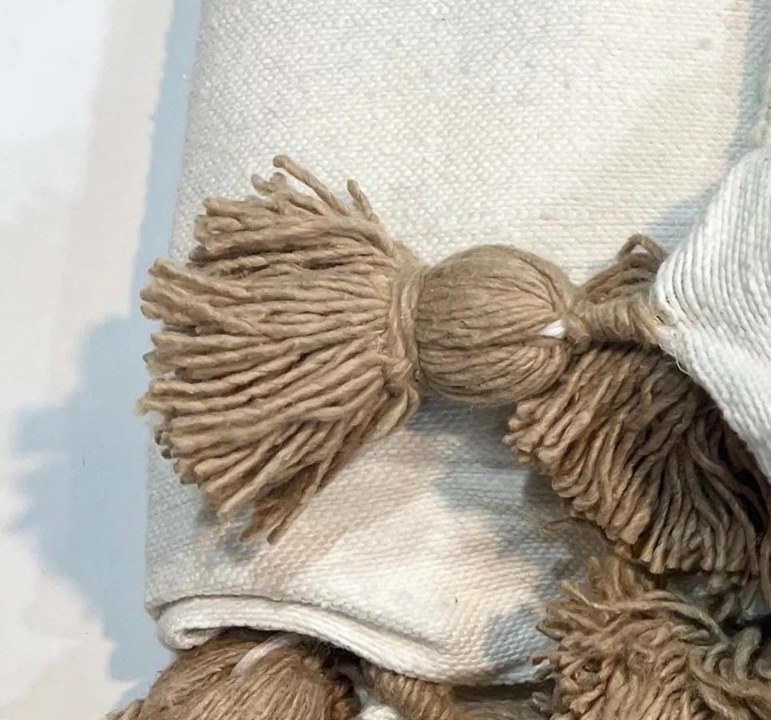 Moroccan Pompom throw blanket for sofa