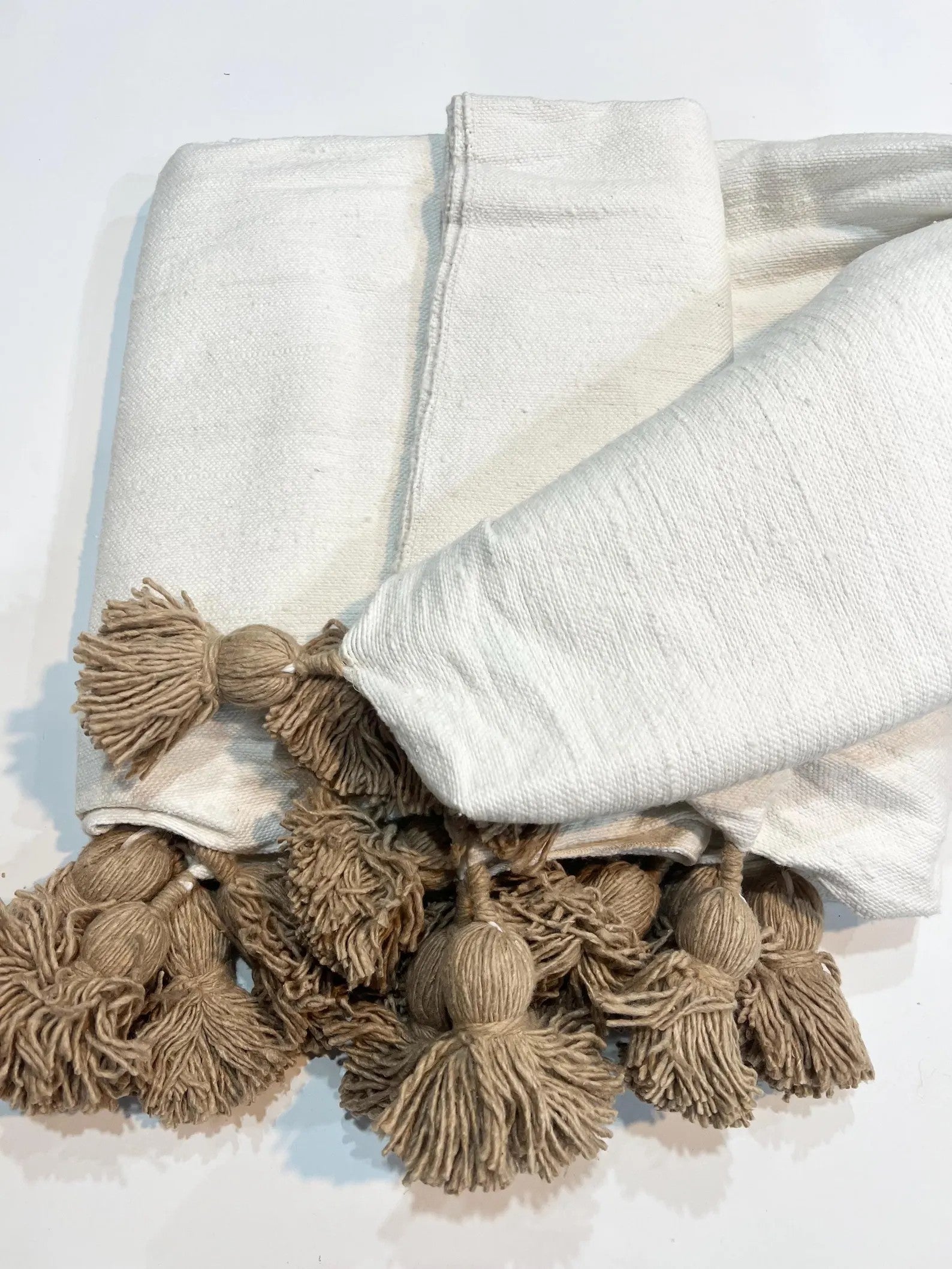 Moroccan Pompom throw blanket for sofa