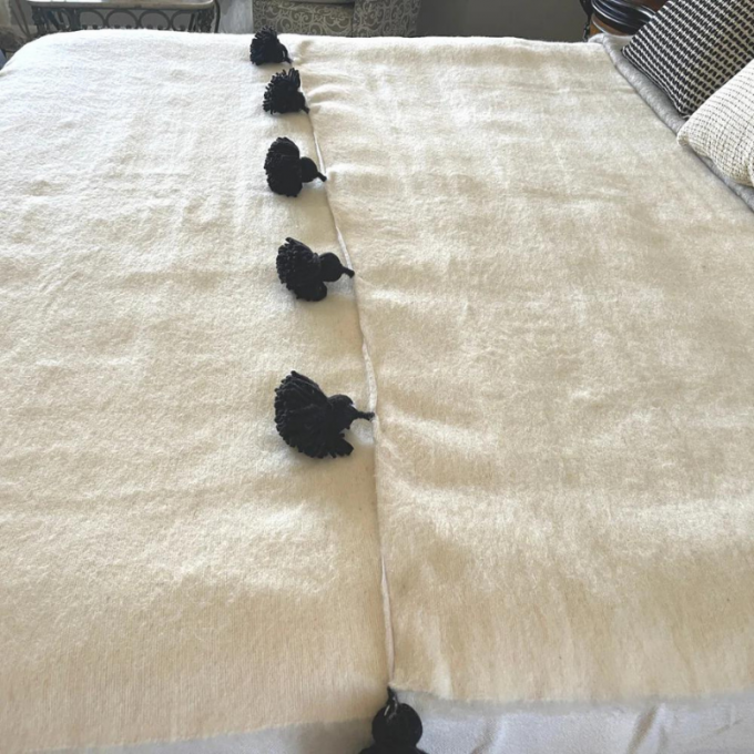Moroccan PomPom Woven Blankets